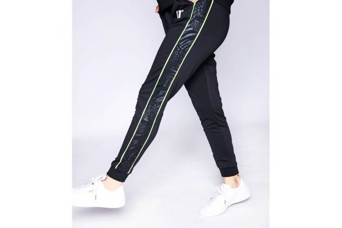 Animal Print Contrast Joggers Black