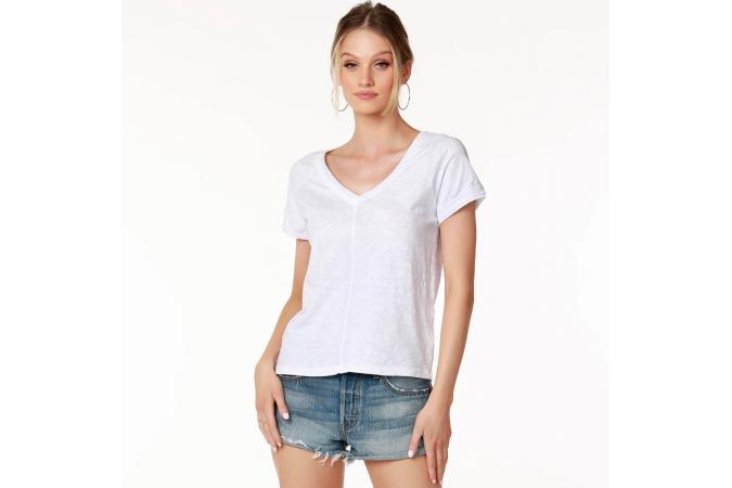 Camiseta Bobi  Double V- Neck Tee  White