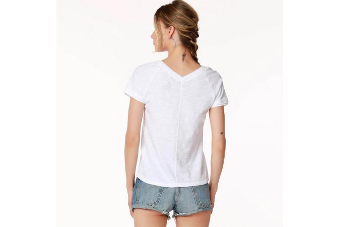 Camiseta Bobi  Double V- Neck Tee  White