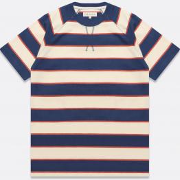 Camiseta Far Afield Raglan Dos Stripe Azul / Beige