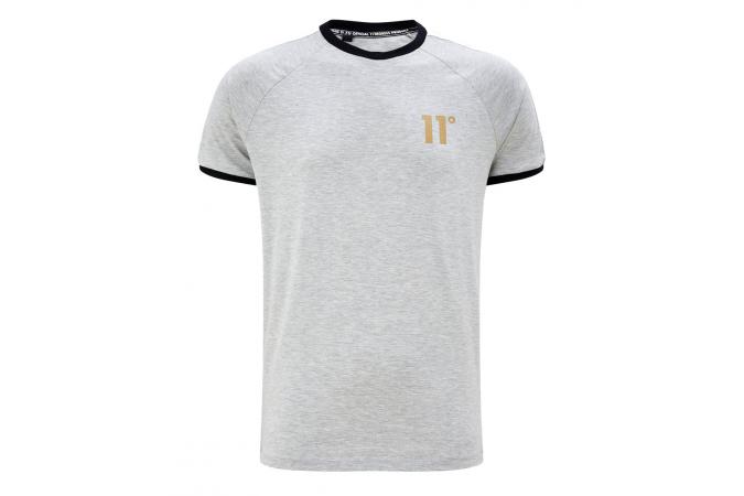 RAPER RINGER T-SHIRT LIGHT GREY MARL GOLD