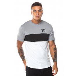 TRIPLE PANEL T-SHIRT SILVER WHITE BLACK