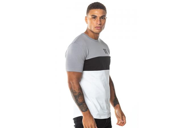 TRIPLE PANEL T-SHIRT SILVER WHITE BLACK