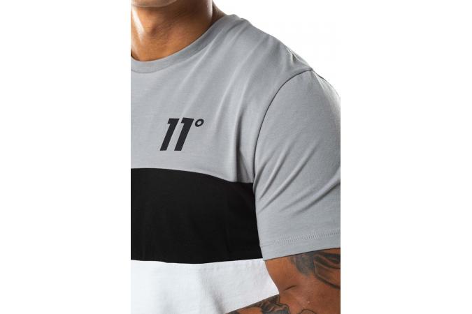 TRIPLE PANEL T-SHIRT SILVER WHITE BLACK