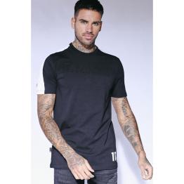 Embossed graphic Arm Panel T-Shirt Black