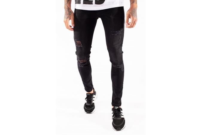 Pantalones Essential Super Stretch Distressed Skinny Fit Negro