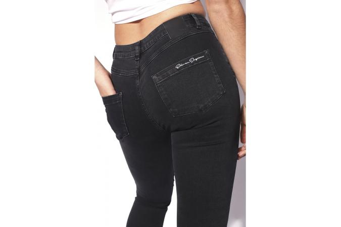 HIGH WAISTED SUPER SKINNY JEANS WASHED BLACK