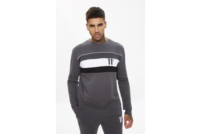 Sudadera Mercury Mesh Print Cut And Sew Sweatshirt Slate Grey