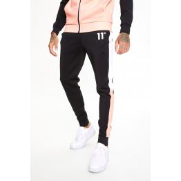 PANEL BLOCK POLY TRACK PANTS PEACH MELBA BLACK WHITE