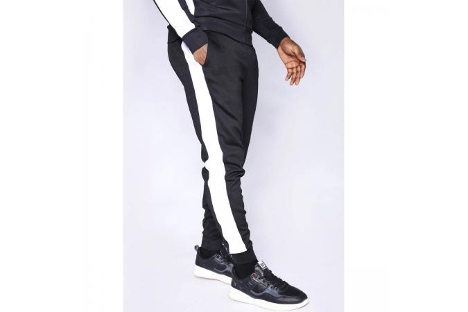 POLY PANEL TRACK PANT BLACK AND WHITE