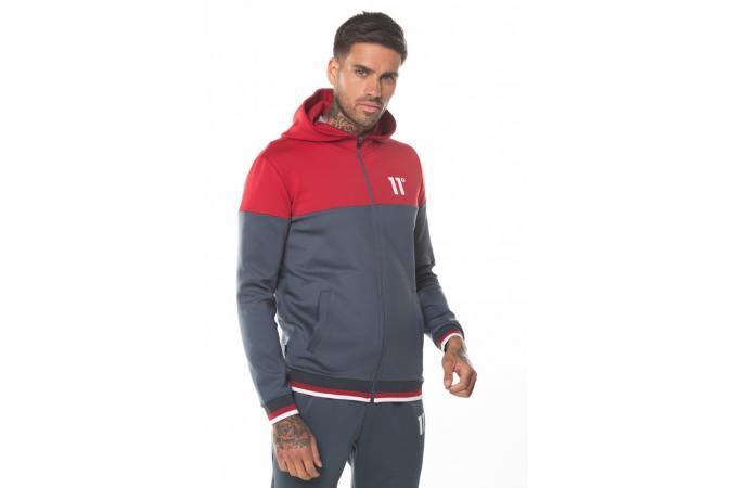 RIBBED FULL ZIP POLY TRACK TOP WITH HOOD ANTHRACITE/ SKI PATROL