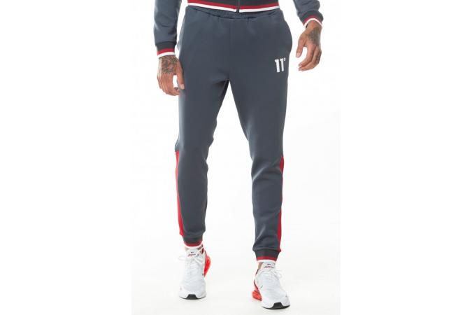 RIBBED POLY TRACK PANTS ANTHRACITE /SKI PATROL RED