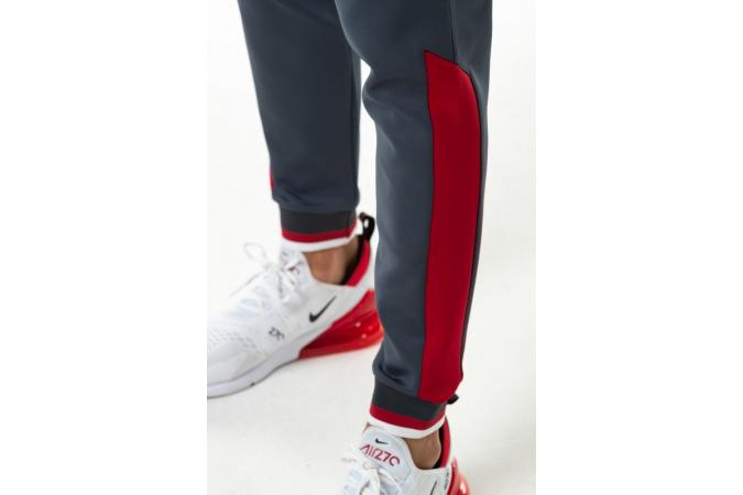 RIBBED POLY TRACK PANTS ANTHRACITE /SKI PATROL RED