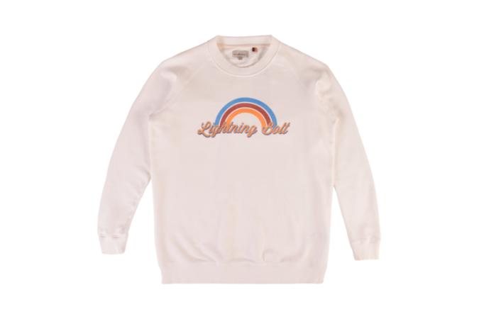 BOLT RAINBOW FLEECE CREW EGRET