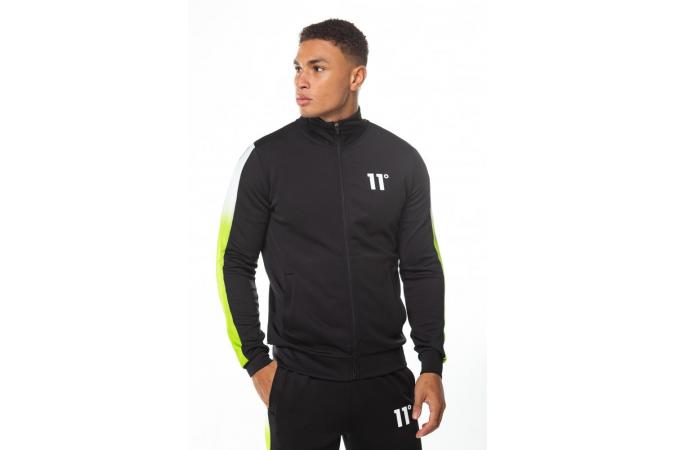 DOT FADE PANELLED POLY TRACK TOP BLACK,LIME GREEN,WHITE