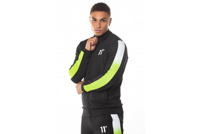 Sudadera Dot Fade Panelled Poly Track Top - Black/Lime Green/White