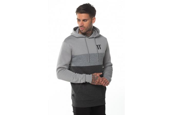 Sudadera Triple Panel Pull Over Hoodie - Anthracite Marl/Mid Grey/Silver