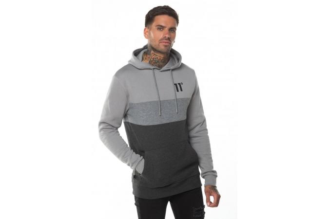 Sudadera Triple Panel Pull Over Hoodie - Anthracite Marl/Mid Grey/Silver