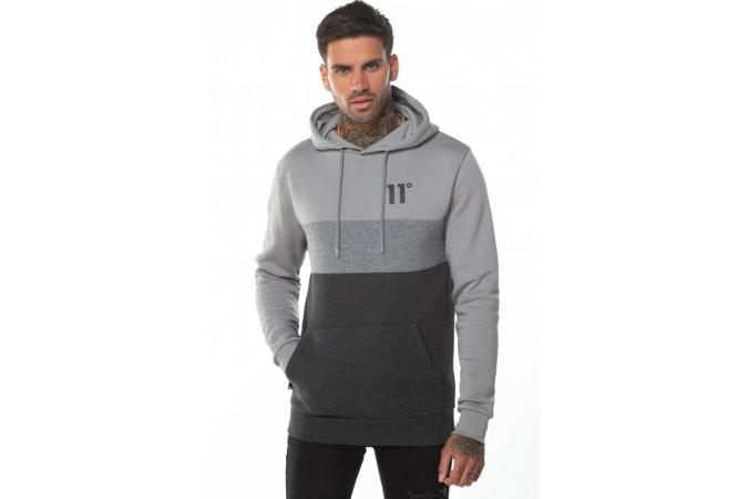 TRIPLE PANEL PULLOVER HOODIE ANTHRACITE MARL,MID GREY/SILVER