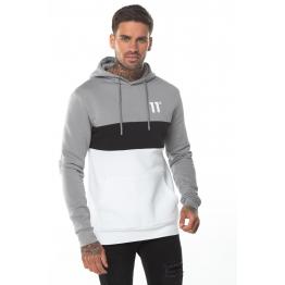 TRIPLE PANEL PULLOVER HOODIE SILVER WHITE BLACK